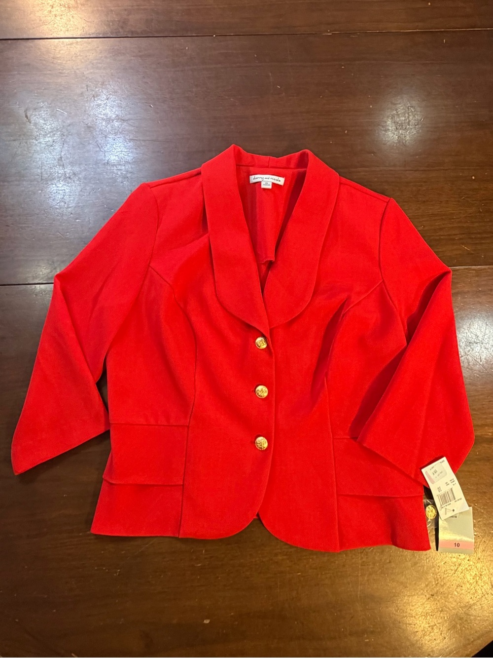VTG NWT Danny & Nicole Red Women's Blazer size 10 W/Gold Buttons shoulder pads